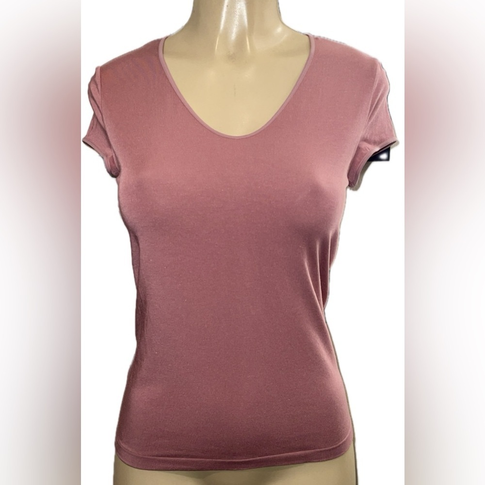 Wolford NWOT Mauve Pink Modal Blend Scoop Neck Short Sleeve Top Size Small